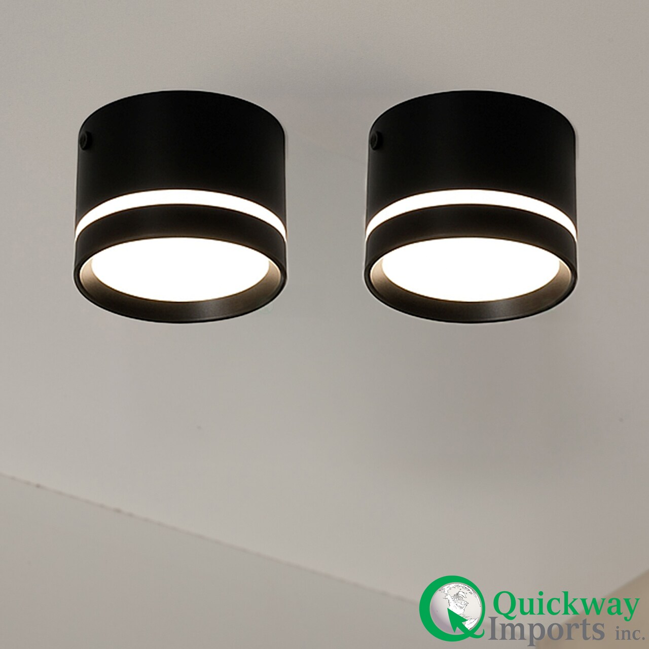 Quickway Imports 15W Surface-Mounted LED Cylinder Downlight Modern 4000K White Spotlight Black Aluminum Frame Perfect for Residential & Commercial Interiors Including Homes Offices & Retail Spaces